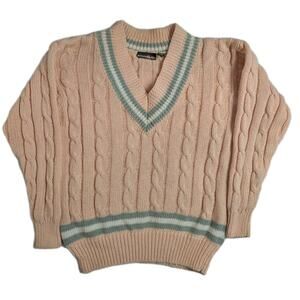 Vtg Outback Red Pullover Sweater Peach Chunky Cable Knit Women's Size Small